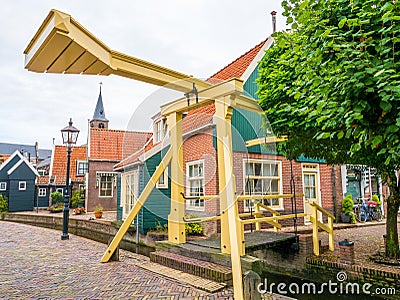 Bridge from Meerzijde street to Doolhof in Volendam, Noord-Holland, Netherlands Stock Photo
