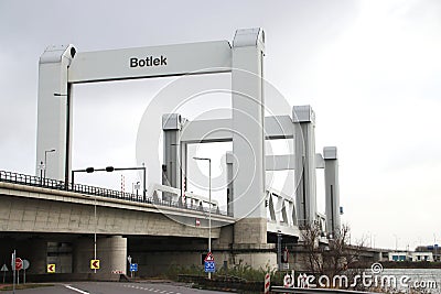 The bridge with the most malfunction in the Netherlands ; The botlekbrug on Motorway A15 Editorial Stock Photo