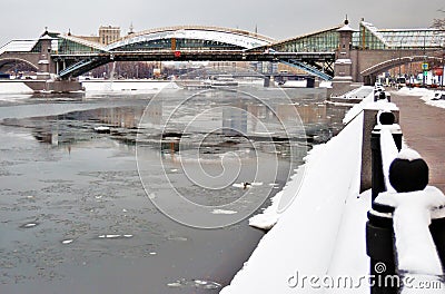 Bridge named after Bogdan Khmelnistky in Moscow. Editorial Stock Photo