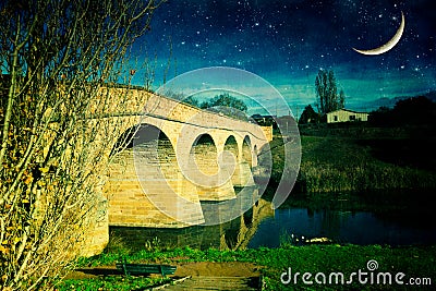 Bridge at night, Richmond Stock Photo