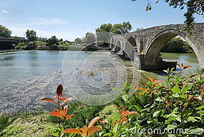 Bridge old arched in arta city greece Stock Photo