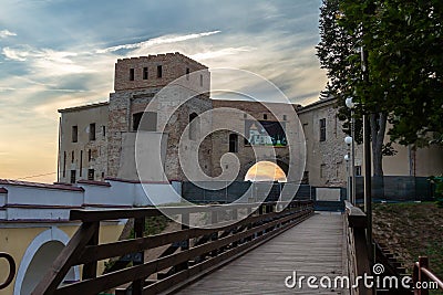 Reconstruction of the old castle in Grodno Stock Photo