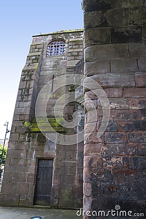 Bridge in the original Roman Walls that encircle the City of Chester in England Editorial Stock Photo