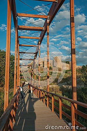 Bridge over the Adaja River and wall around Avila Editorial Stock Photo