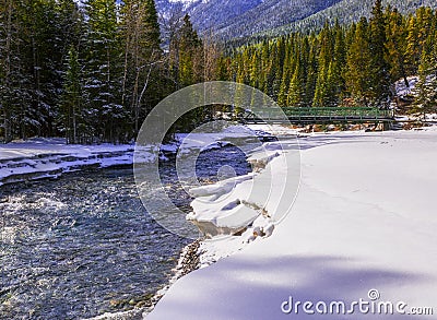 Bridge over Bow River Banff Alberta Canada Stock Photo