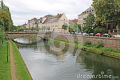 Bridge over the Canal du Faux-Rempart, Strasbourg Stock Photo