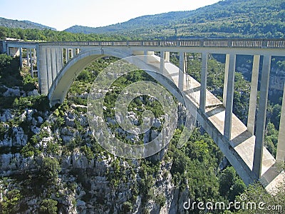 Bridge over the canyon Stock Photo