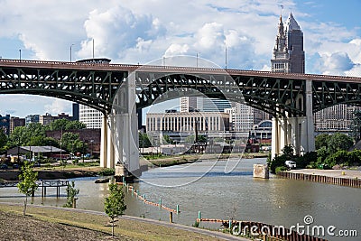 Bridge Over The Cuyahoga River Stock Photo