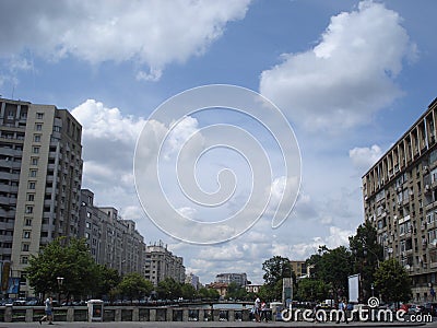 Bridge over Dambovita river in centre of Bucharest Editorial Stock Photo