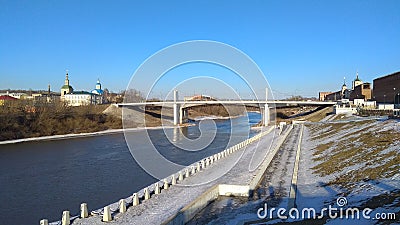 The bridge over the Dnieper River in Smolensk, Russia Stock Photo