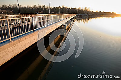 Bridge over drava in ptuj city close to Ptujsko jezero Stock Photo