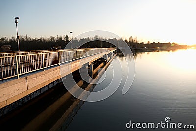 Bridge over drava in ptuj city close to Ptujsko jezero Stock Photo