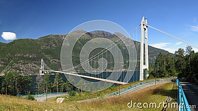 Bridge over Hardangerfjorden Stock Photo