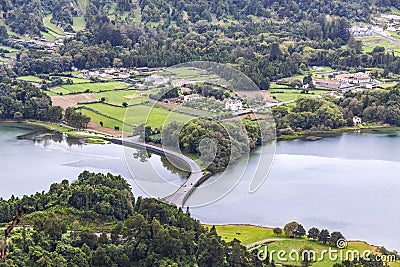 Lake of Sete Cidades on Sao Miguel island, Azores, Portugal Stock Photo