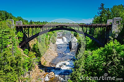 Bridge Over River Gorge - Ausable Chasm - Keeseville, NY Stock Photo