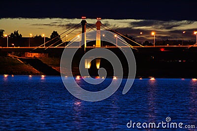 Bridge over the river at night Stock Photo