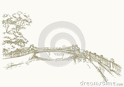 The bridge over the river in St. Petersburg. Vector drawing Vector Illustration