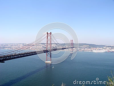 Bridge over river tagus Stock Photo