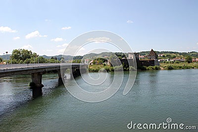 Bridge over the River Una, Hrvatska Kostajnica, Croatia Stock Photo