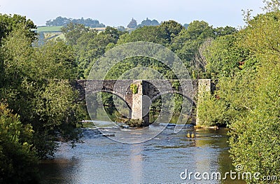 Bridge over the river Usk Stock Photo