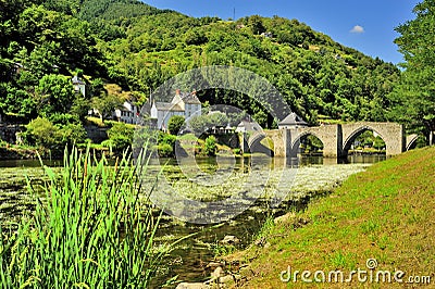 Bridge, Truyere river, France Stock Photo