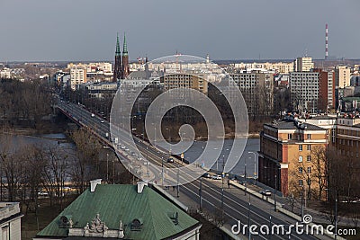 Bridge over Vistula river in Warsaw, Poland Editorial Stock Photo