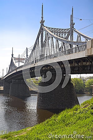 Bridge over the Volga River Stock Photo