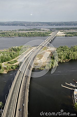 Bridge over the Volga river Stock Photo