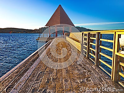 Bridge with pavilion Stock Photo