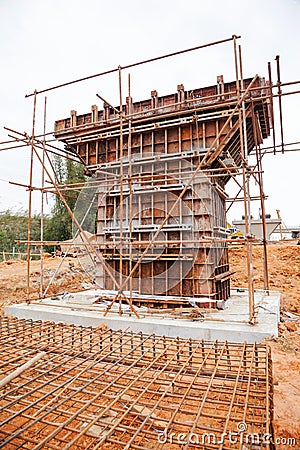 Bridge pier construction Stock Photo