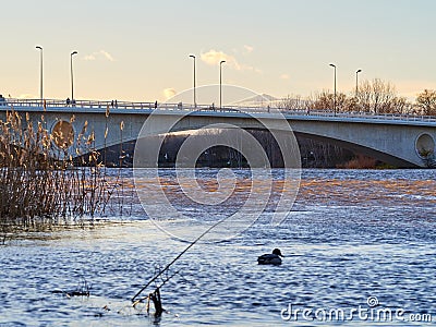 Bridge of the poets of Zamora at dusk Stock Photo