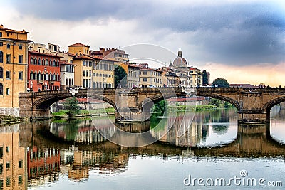 The bridge Ponte Santa Trinita in Florence Stock Photo