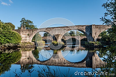 Bridge reflection in Stirling, Scotland highlands Stock Photo