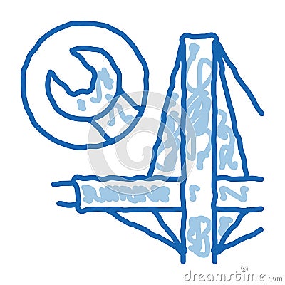 bridge repair doodle icon hand drawn illustration Vector Illustration