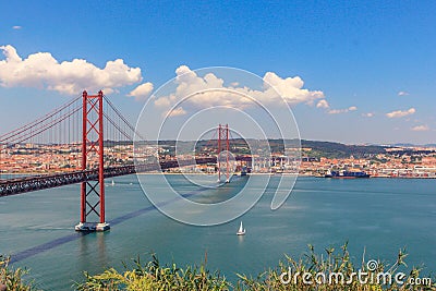 Bridge the sea in Lisbon, capital of Portugal. Stock Photo