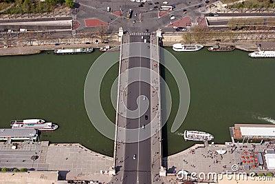 Bridge on the Seine river. Aerial view. Paris Editorial Stock Photo