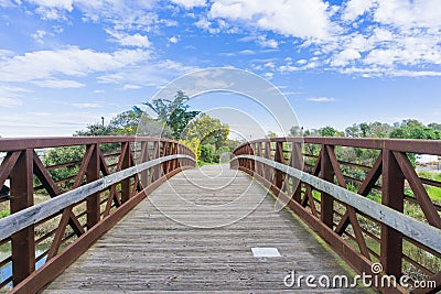 Bridge in Shoreline Park, Mountain View, Silicon Valley, south San Francisco bay, California Stock Photo