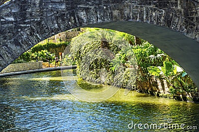 Bridge Sidewalks Tourist Reflection River Walk San Antonio Texas Editorial Stock Photo