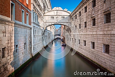 Bridge of Sighs and Doge`s Palace in Venice Italy Stock Photo