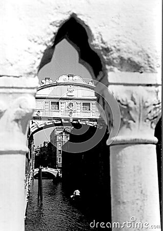The bridge of sighs in Venice in black and white. Stock Photo