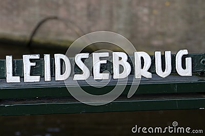 Bridge Sign Leidsebrug At Amsterdam The Netherlands 30-1-2022 Editorial Stock Photo