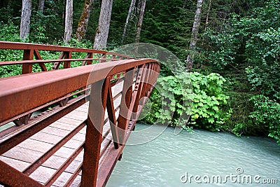 Bridge on the Skagway river, Alaska Stock Photo