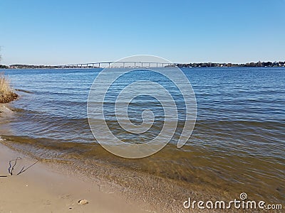 bridge at Solomons Island, Maryland with water Stock Photo