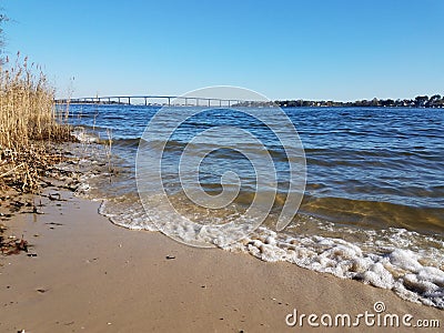 bridge at Solomons Island, Maryland with water Stock Photo