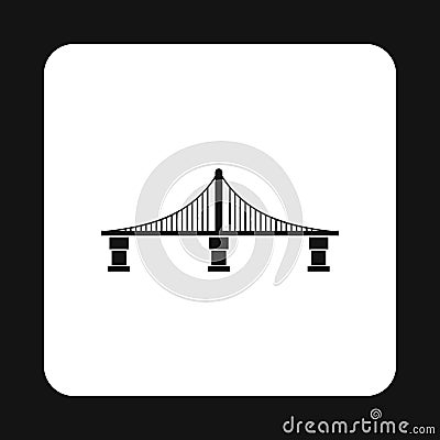 Bridge with steel supports icon, simple style Vector Illustration