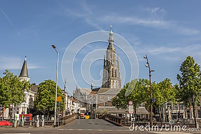 Bridge and street entrance to the city of breda holland netherlands Stock Photo