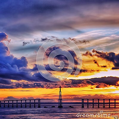 Bridge and sunset Stock Photo