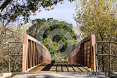 Bridge in Sycamore Grove park, Livermore, east San Francisco bay area, California Stock Photo