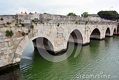 Bridge of Tiberius Italian: Ponte di Tiberio Editorial Stock Photo