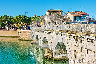 Bridge of Tiberius in Rimini Editorial Stock Photo
